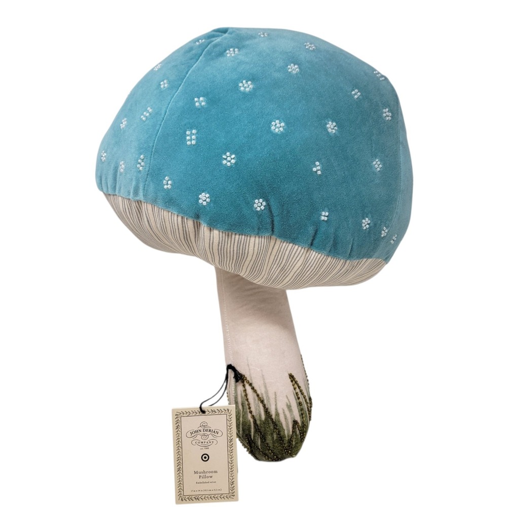 John Derian X Target 2024 Mushroom Pillow Blue Embellished Thanksgiving New
